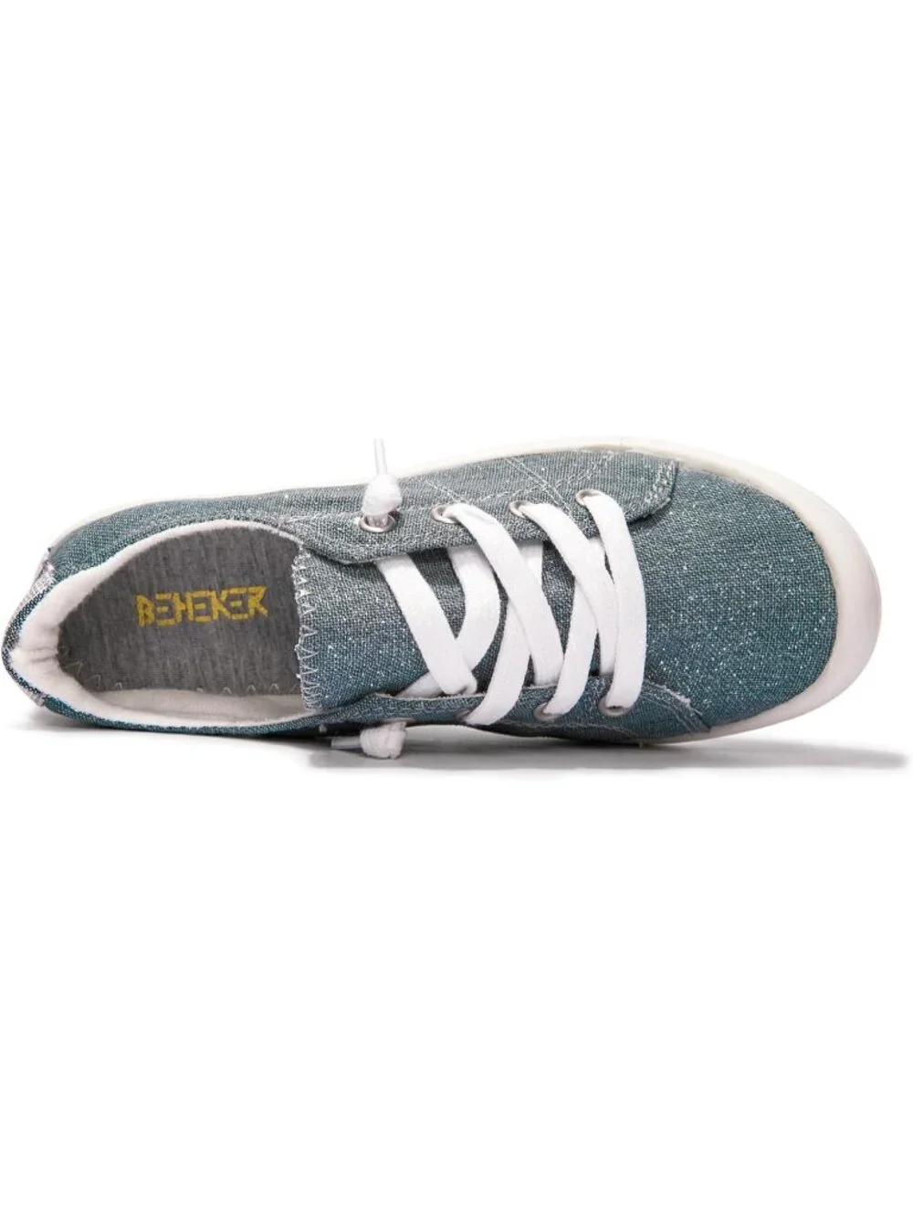 Womens Blue Canvas Slipon Canvas Sneaker Low Top Walking Shoes Fashion Sneakers